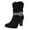 Black Buckle Block Heel Boots, variant on hopeusnice Women's Buckle Block Heel Boots Suede Glitter Round Toe Chunky Heel Mid Calf Boots Fall Winter Fashion Elegant Shoes Black 42