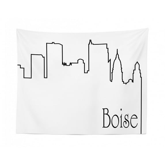 Idaho Tapestry, Nostalgic City Welcoming Logo of Boise City, Fabric Wall Hanging Decor for Bedroom Living Room Dorm, 2 Sizes, Dark Purple Ginger White, by Ambesonne