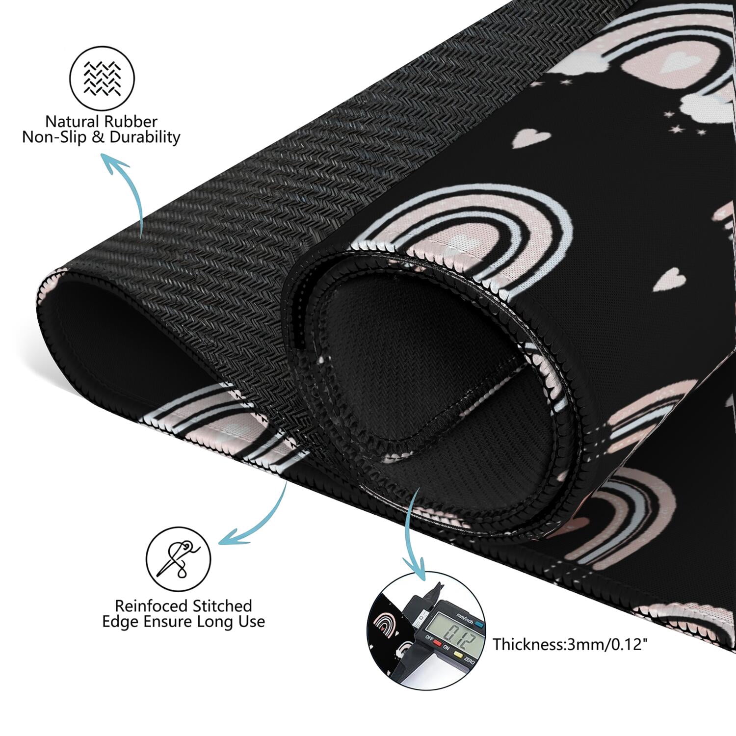 31.5 Inch Boho Game Mat for Mahjong and Cards, Anti-Slip Rubber Table Pad with Noise Dampening, Multi-Use Mat for Board Games Tile Games and Game Room