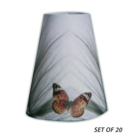Tea Light Shades Royal Designs Orange Butterfly on Beach Grass Vellum Paper Wine Glass Tea Light Lampshade- Set of 20 ()