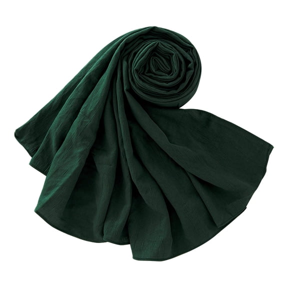 Long Cotton Scarf for Women, Lightweight Thin Neck Scarf, Shawl Wrap for Spring Summer Fall, Soft Fashion Accessory for Travel, Office, Party, Daily Wear, Elegant Style Blackish Green