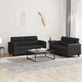 thumbnail image 1 of vidaXL 2 Piece Sofa Set with Cushions Black Faux Leather, 1 of 4