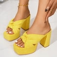 thumbnail image 3 of SACFOF Women's High Heeled Square Toe Slip On Sandals, Puffy Knot Chunky Heel Open Toe Sandals for women, Summer Party Prom Shoes, 3 of 6