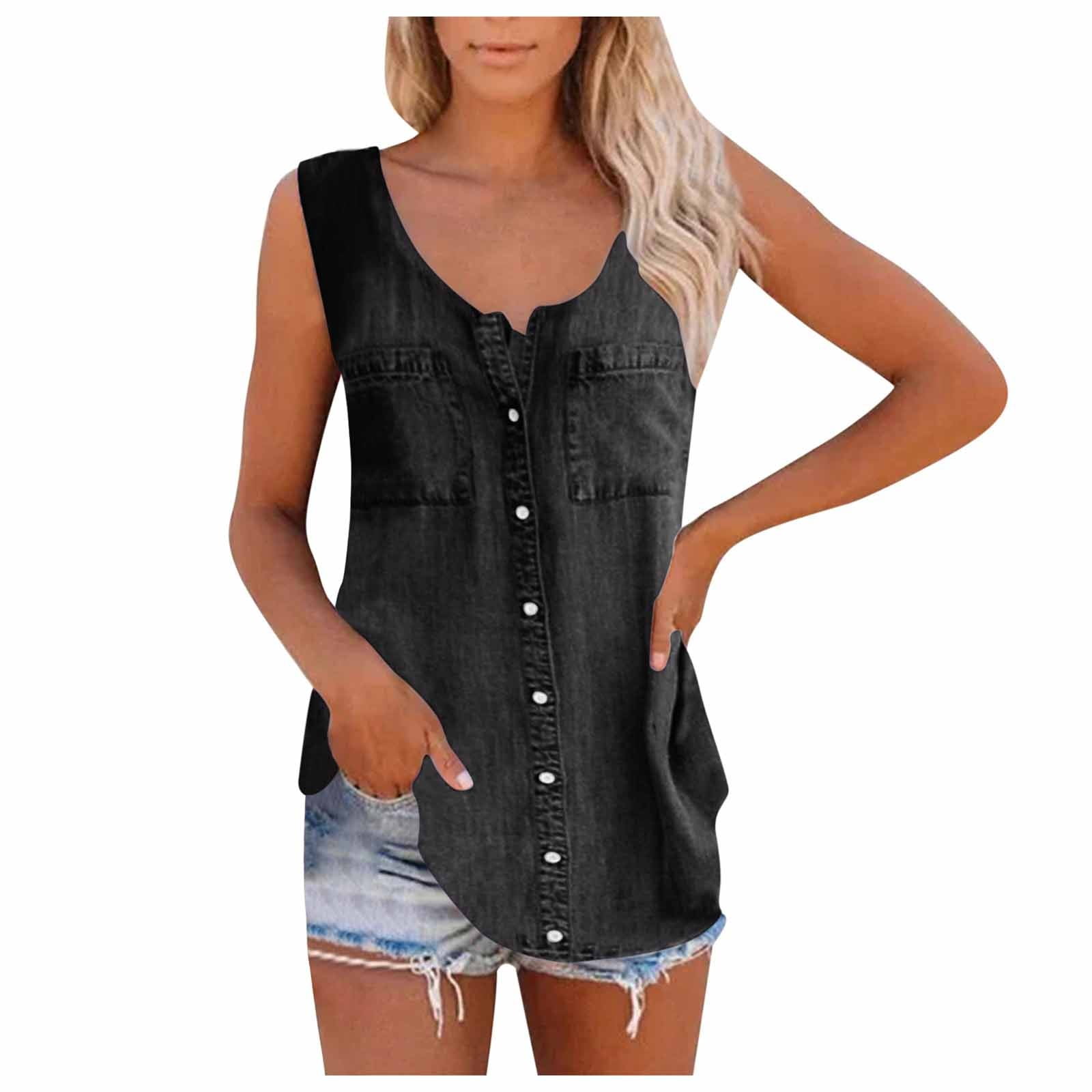 Vintage Camisa Vaquera Sin Mangas Toyfunny Mujer De Mezclilla