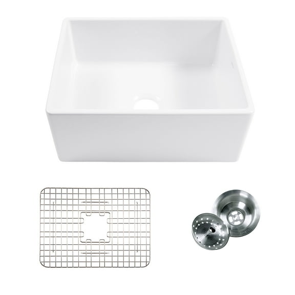 Thompson Traders Ksa-494Fc 24" Farmhouse Single Basin Fireclay Kitchen Sink - White
