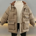 thumbnail image 2 of Winter Saving Clearance! VERUGU Kids Boy's Winter Coat Waterproof Fleece Lined Thick Down Coats Puffy Cotton Jackets with Hood Khaki 150, 2 of 7