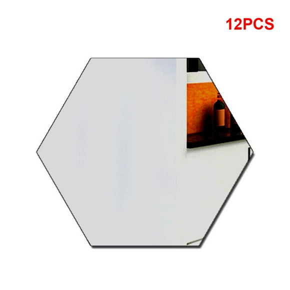 babydream1 12pcs Hexagon Mirror Sticker Home Living Room Bedroom Sofa TV Background Wall Decal Acrylic DIY Sticker