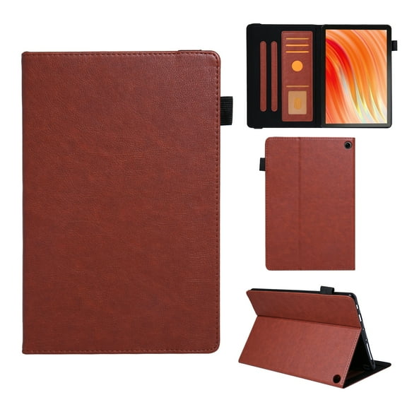 Dteck for Amazon Fire HD 10 and HD 10 Plus Tablet 13th Generation 2023 Card Slots Wallet Case ,Premium Leather Business Folio Stand Case Auto Wake/Sleep and Multiple Viewing Angles Cover,Brown