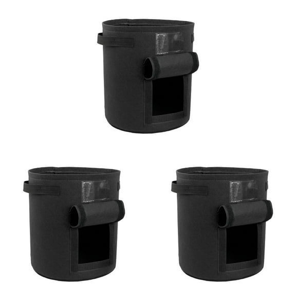 3 Pack Potato Grow Bags 10 Gallon - Heavy Duty Fabric Planter Pots with Harvest Window & Handles for Vegetables, Tomatoes, and Root Crops (Black/Green/Beige)