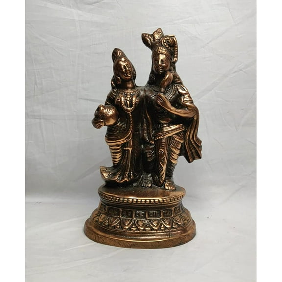 Radha Krishna Statues Hindu Divine Couple Radha Krishna Idol Standing Radha Krishna Figurine Bronze Radha Krishna Sculpture Indian Handmade Krishna Murti Home Temple Decor Showpiece - AtoZ India Cart