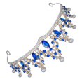 thumbnail image 1 of Rhinestone Tiara Dark Blue Bridal Crown Headpiece with Glamour Enhancer for Wedding Decoration, 1 of 5