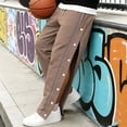 thumbnail image 4 of Gytharion Men's Big & Tall Side Button Opening Joggers Basketball Athletic Casual Trousers with Pockets Solid Color Straight Leg Track Pants, 4 of 5