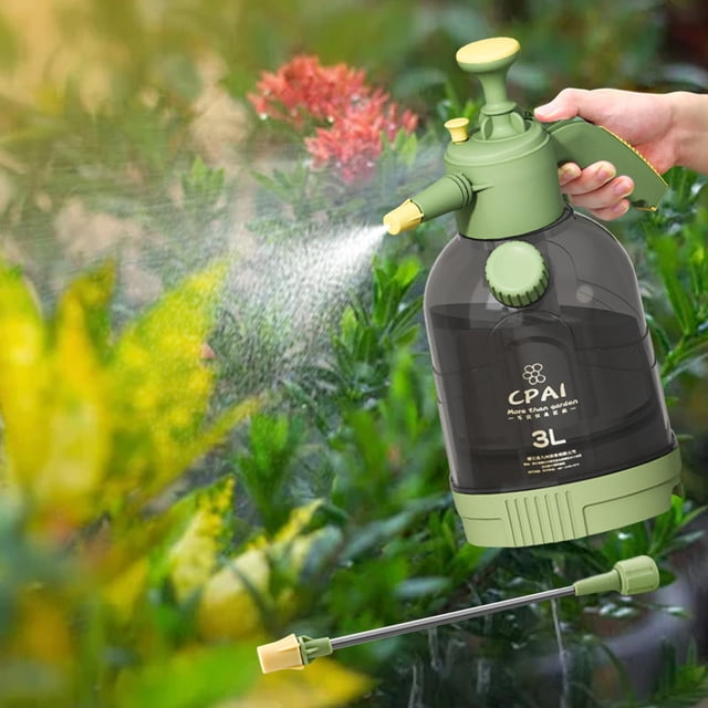 Botella de pulverización de presión de la bomba de jardín de 3 litros Botella ligera multifuncional para la oficina en casa 11.8x7.6 pulgadas de riego con varita larga