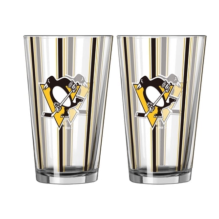 Logo Brands Pittsburgh Penguins Two-Piece 16oz. Striped Pint Glass Set