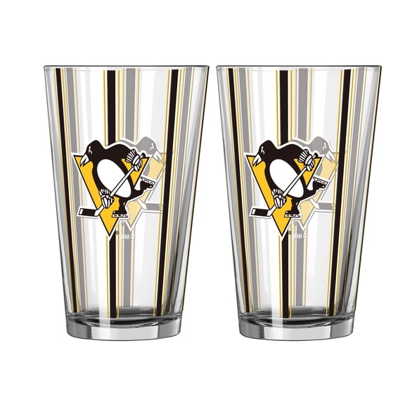Logo Brands Pittsburgh Penguins Two-Piece 16oz. Striped Pint Glass Set
