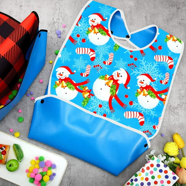 Babero Impermeable para Adultos Mayores | Delantal Portátil Desmontable Resistente Al Aceite | Gran Cobertura de 76 X 43 Cm | Azul, Rojo y Verde | Material Suave y Fácil de Limpiar para Personas Mayo