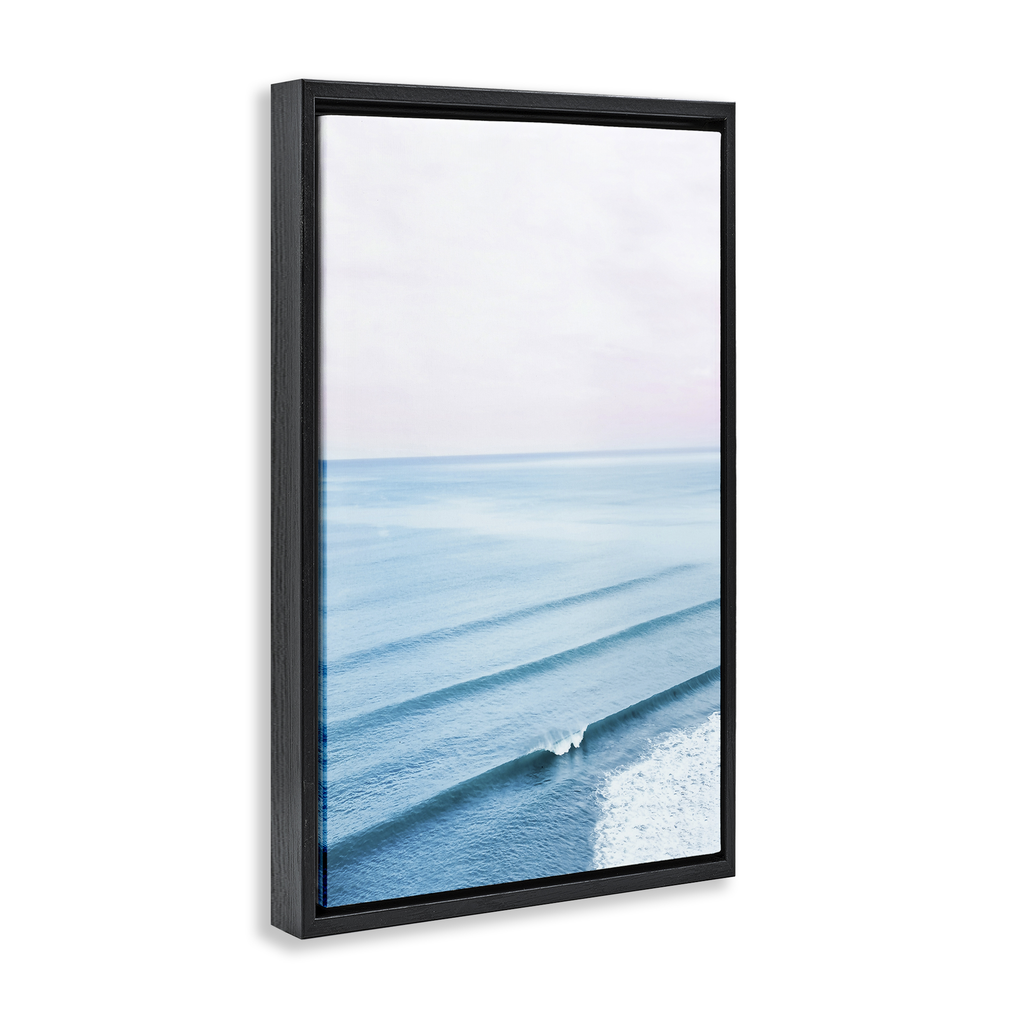 Stupell Industries Coastal Breaking Wave Nautical & Beach Photography Black Floater Framed Canvas Art Print Wall Art, 17 x 25
