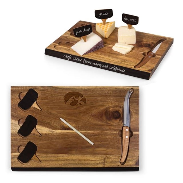 Picnic Time 833-00-512-223-0 Iowa Hawkeyes - Delio Bamboo Cheese Board And Tools Set