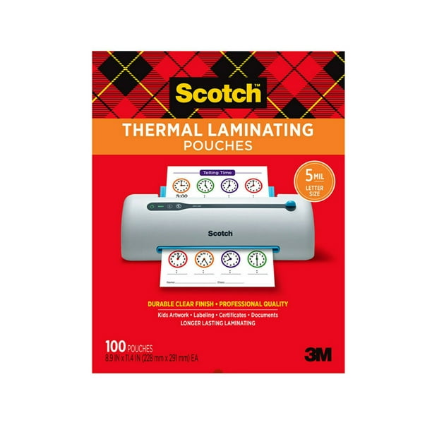 Scotch Thermal Laminating Pouches, 100 Count, 8.5" x 11", 5 Mil