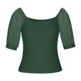 thumbnail image 3 of Timegard Going out Tops for Women Scoop Neck Mesh Puff 1/2 Sleeve Ribbed Tee Comfy Tops Summer Fashion, 3 of 7