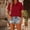 A1_Red, variant on Women's Waffle Button Down Collared Shirt Short Sleeve Casual Blouse Loose Fit Lightweight Waffle Knit Gauze Shirts Summer Dressy Casual Office Work Blouse Business Camping Clothes Black L