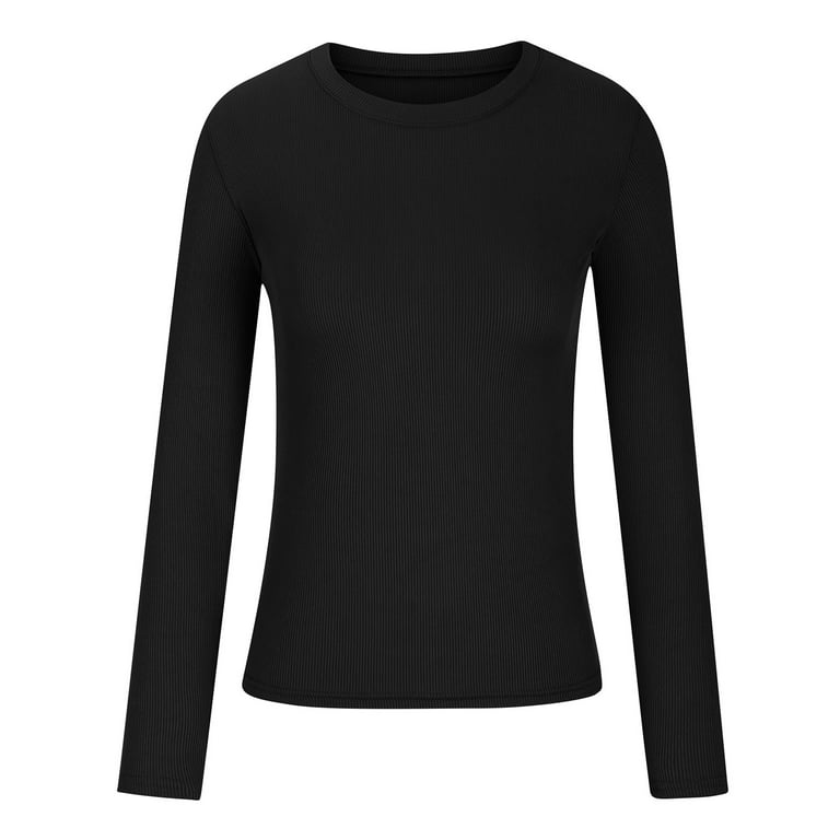 fuinloth Women’s Basic Long Sleeve T Shirts, Crewneck Slim Fit Spandex  Tops, Plain Layer Underscrub Tees : : Clothing, Shoes & Accessories