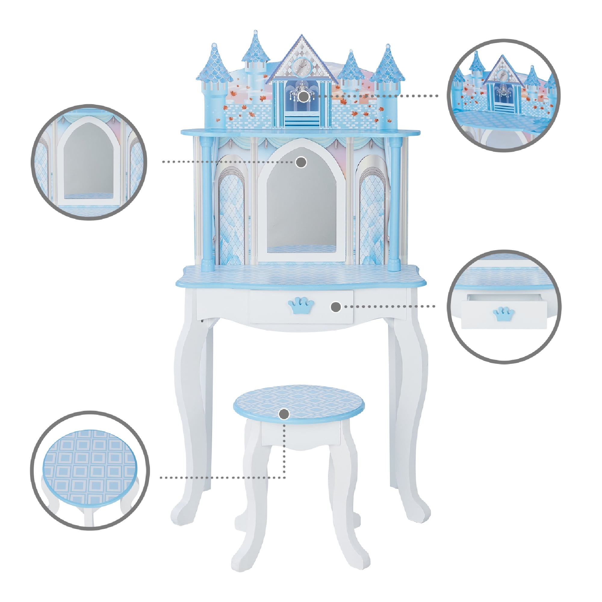 Teamson Kids Dreamland Castle Toy Vanity Set White / Pink TD-12951F