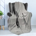 thumbnail image 4 of Black and White Soft Flannel Fleece Throw Blanket, Desert Landscape Horse and Lady Fantasy Scenery Monochrome, Cozy Plush for Indoor and Outdoor Use, 50" x 60", Black White Grey, by Ambesonne, 4 of 5