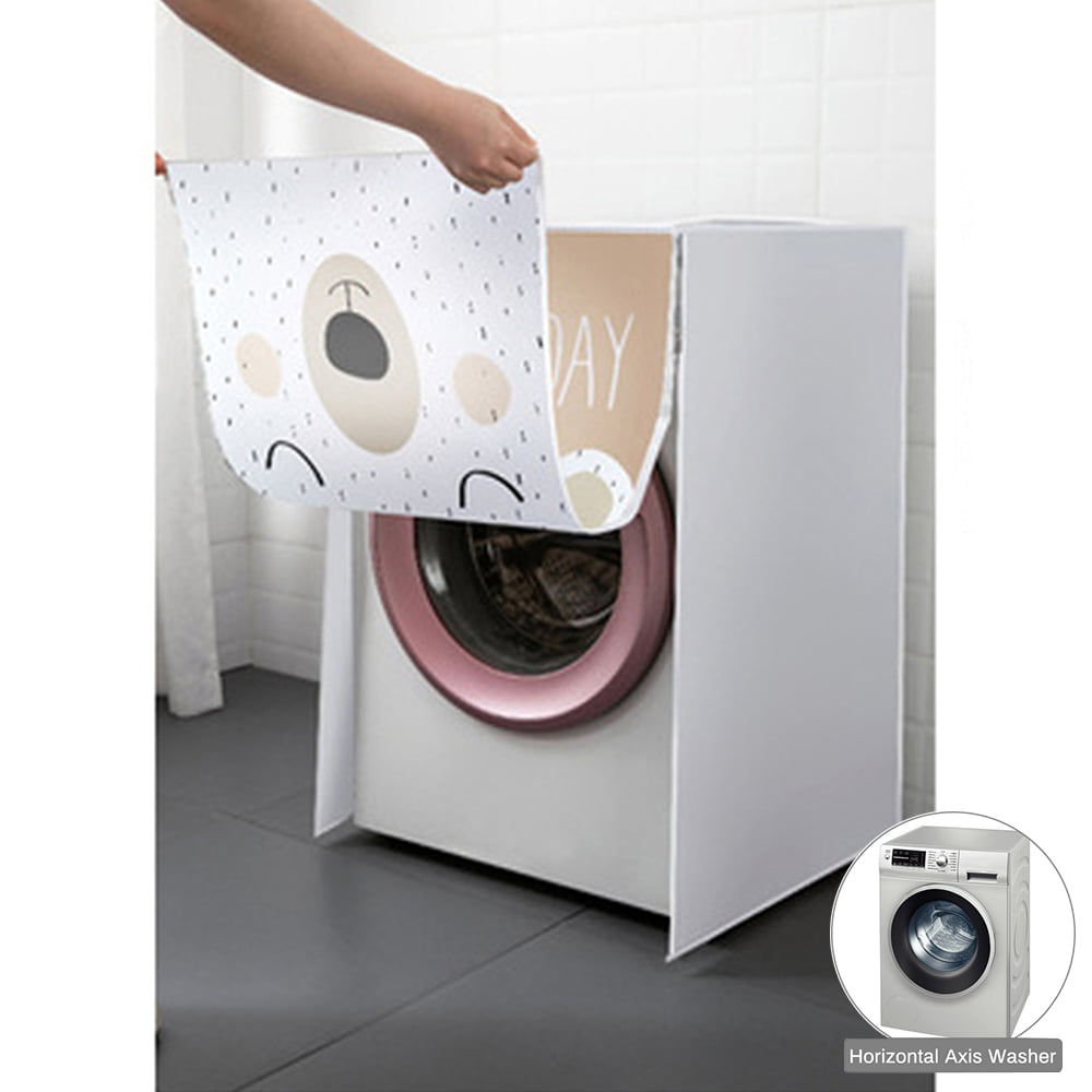 Beige Ibnotuiy Cloth Lace Top Load Washing Machine Cover Zippered Washer Dryer Dust Cover Dustproof Sunscreen Protector 