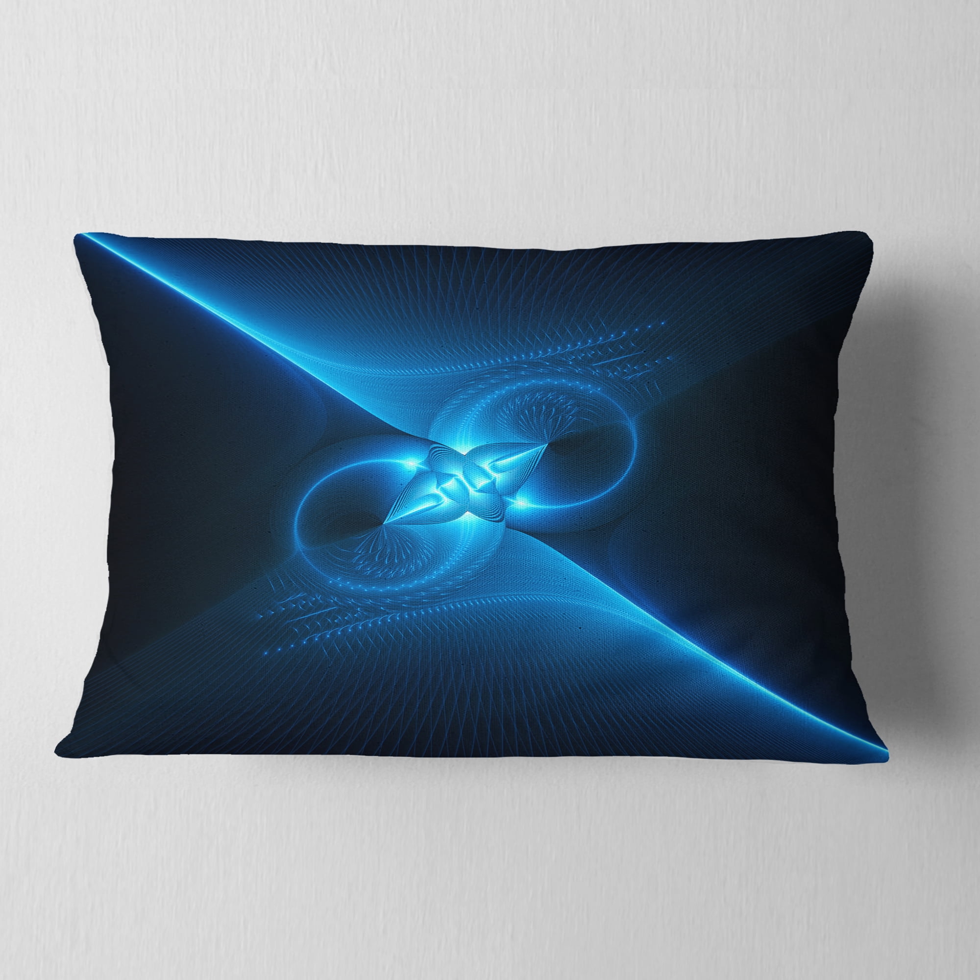 Designart 12" x 20" Blue Polyester Throw Pillow
