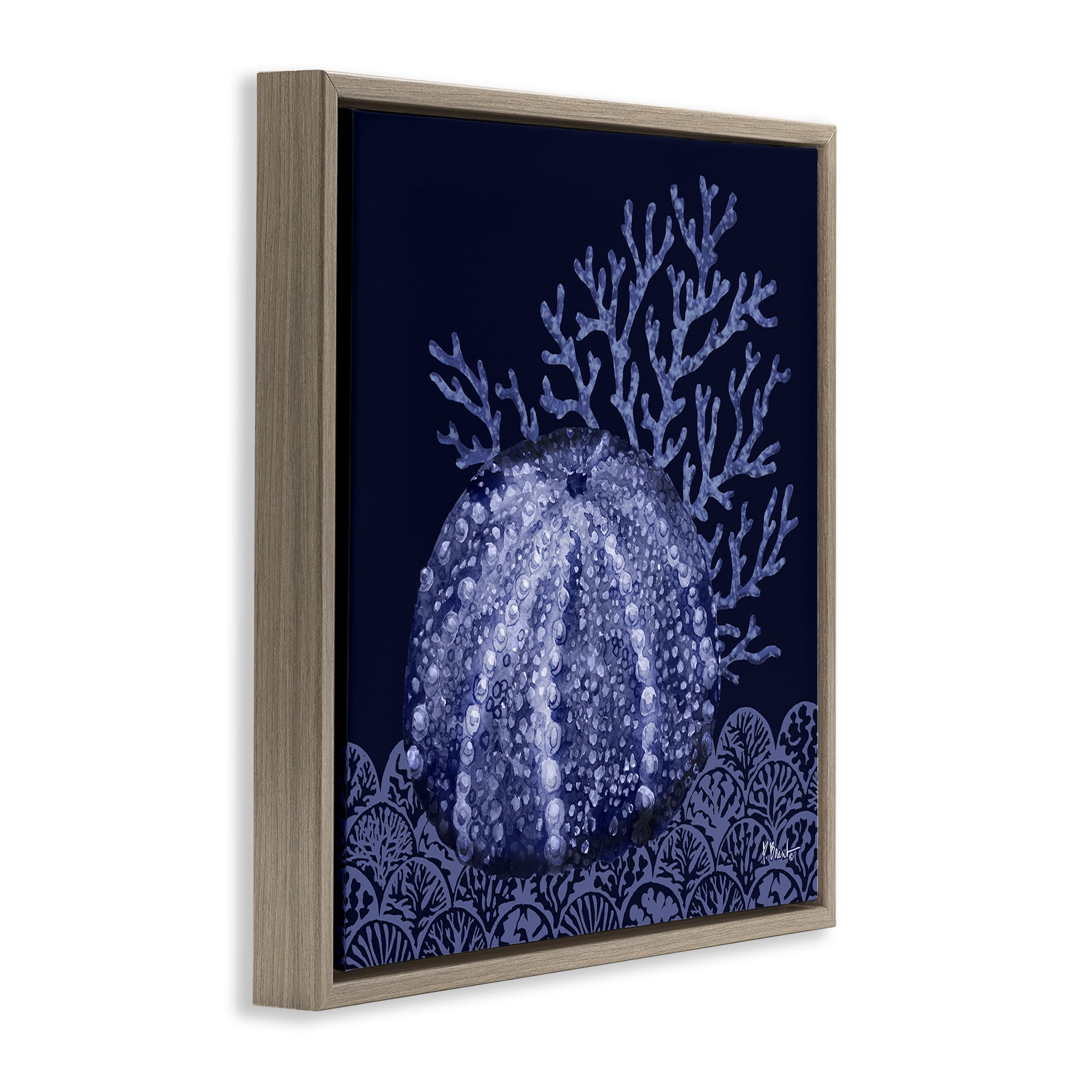 Stupell Industries Dark Sea Urchin Nautical & Beach Painting Brown Floater Framed Canvas Art Print Wall Art, 25 x 25