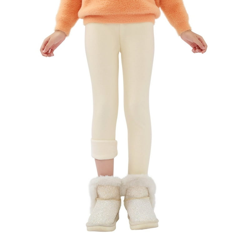 URMAGIC Girls Fleece Lined Leggings Warm Winter Leggings for Girl Fleece  Pants in 3-13 Years Winter Leggings 
