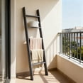 thumbnail image 7 of LEDREM 5-Tier Decorative Blanket Ladder and Ladder Shelf, Rustic Farmhouse Leaning Rack for Blankets, Towels, or Home Decor, Misty Gray, 7 of 7
