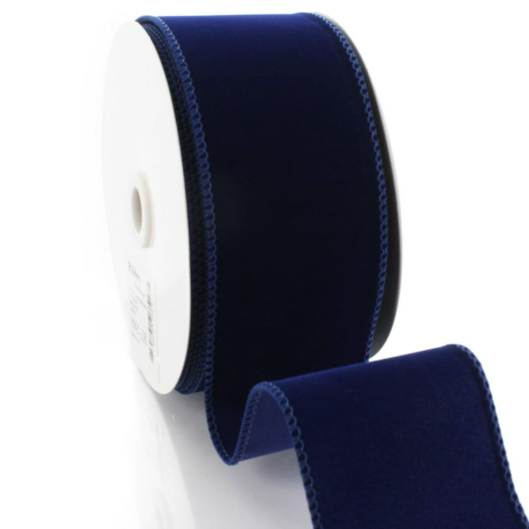 Ribbon Traditions 2.5 Wired Suede Velvet Ribbon Antique Blue - 25 Yards 