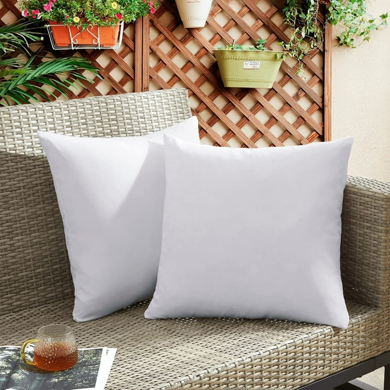 Unikome Outdoor Waterproof Throw Pillows 18 inch x 18 inch Feathers and Down Filled Square Solid Pillows Water Resistant Outdoor Pillows Decorative