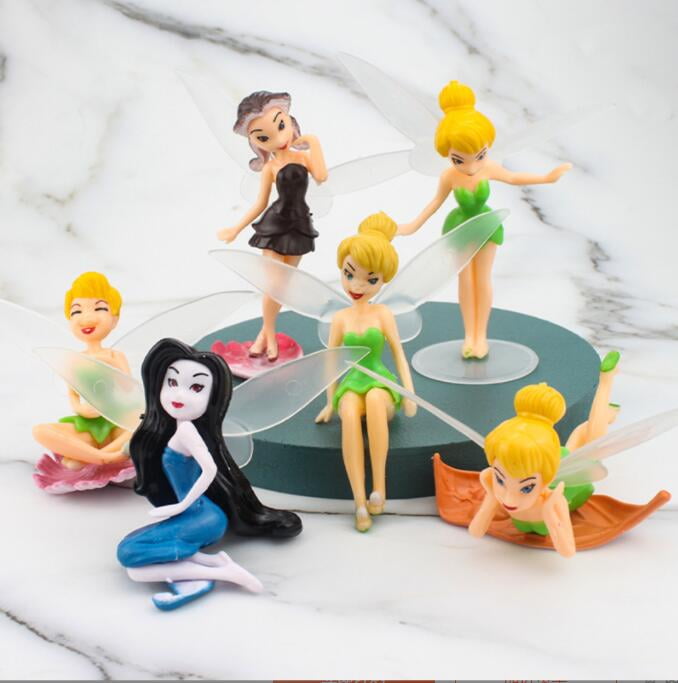 6Pcs Fairies Tinker Bell Cake Toppers Princess Figures Dolls Kids Toys Best Gift 