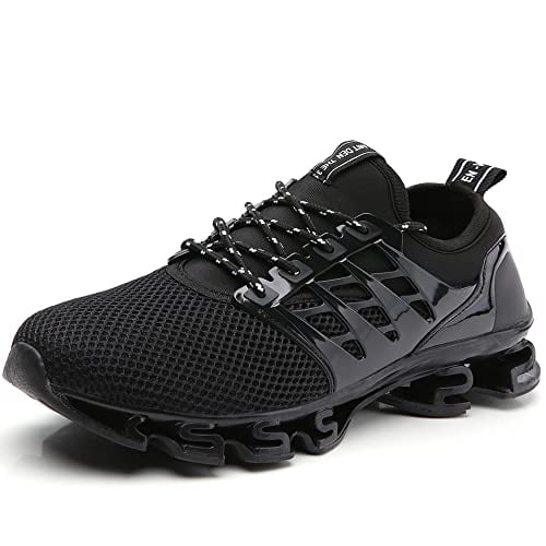 SKDOIUL Black Trail Shoes Men Black Men's Tennis Shoes Black Men Running Shoes mesh Breathable Slip on Fashion Sneakers Youth Boys Trail Walking Shoes Size 10