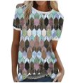 thumbnail image 1 of Pntutb - Camiseta de manga corta suelta con cuello redondo y empalme de piedras preciosas para mujer Pntutb Pntutb-633, 1 of 8