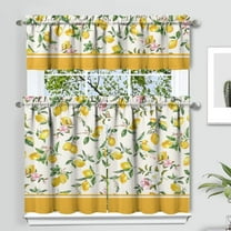 Lemon Kitchen Curtain Valance 3 Piece Set,Lemon Floral Yellow Spring Summer Kitchen Decor for Home Interior Decor,Farmhouse Kitchen Curtains and Valance Set Short Curtain Sink Window Decor 36 Inch