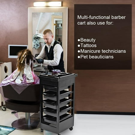 Walfront Salon Trolley Cart With 5 Abs Drawers Rolling Wheels
