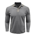 thumbnail image 2 of Zimjoy Gray Golf Shirts for Men Casual Long Sleeve Textured T Shirt Men Strechy Regular Fit Golf Shirt Men Button Turn Down Collar Fall Pullover, Gray L, 2 of 7