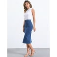 thumbnail image 4 of DARING DIVA Women's Denim Front Slit Zipper Bodycon Midi Jean Skirt XL Jean Blue, 4 of 6