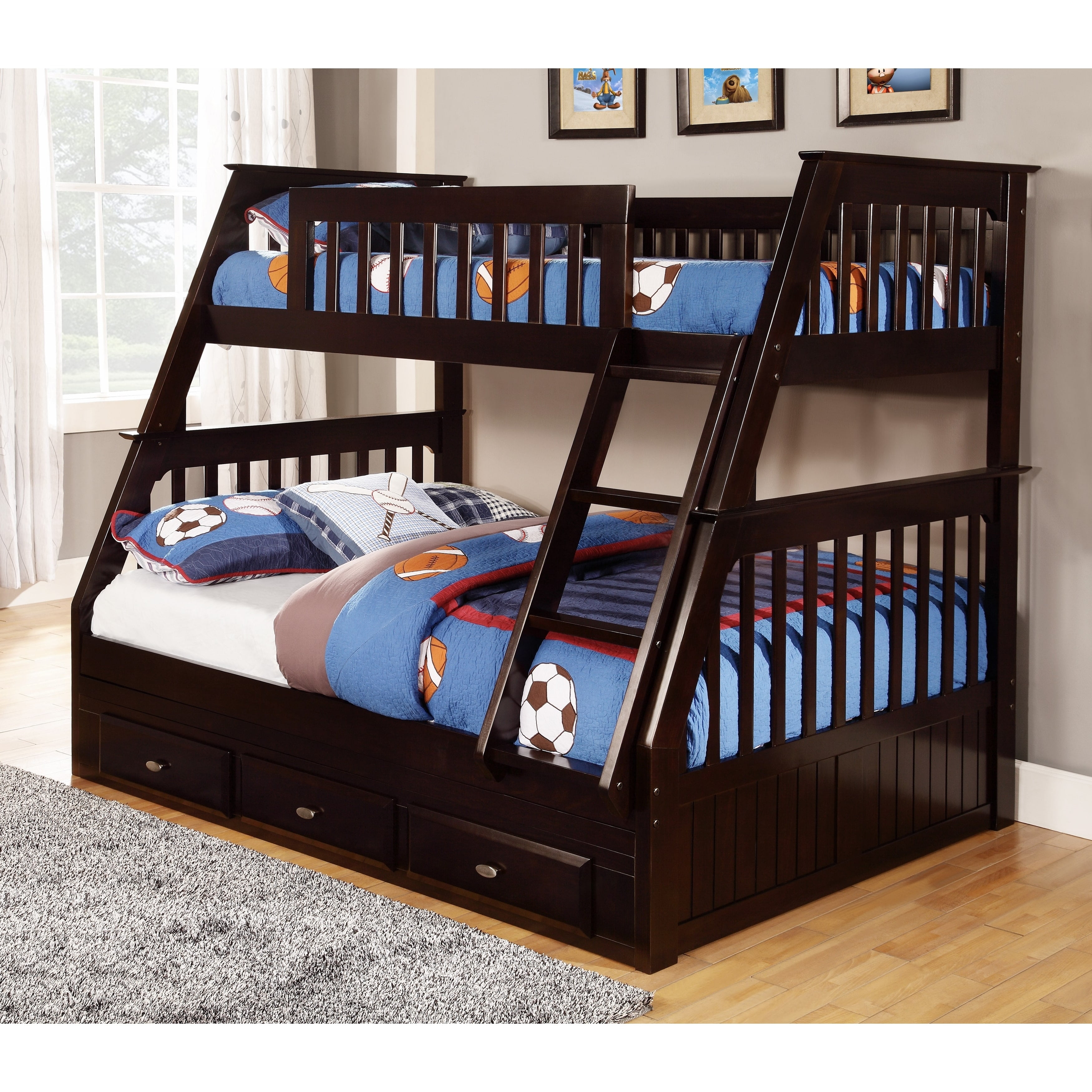 American Furniture Classics Solid Pine Espresso Twin Over Full Bunk American Furniture Classics Solid Pine Espresso Twin Over Full Bunk Bed With Three Drawers Com
