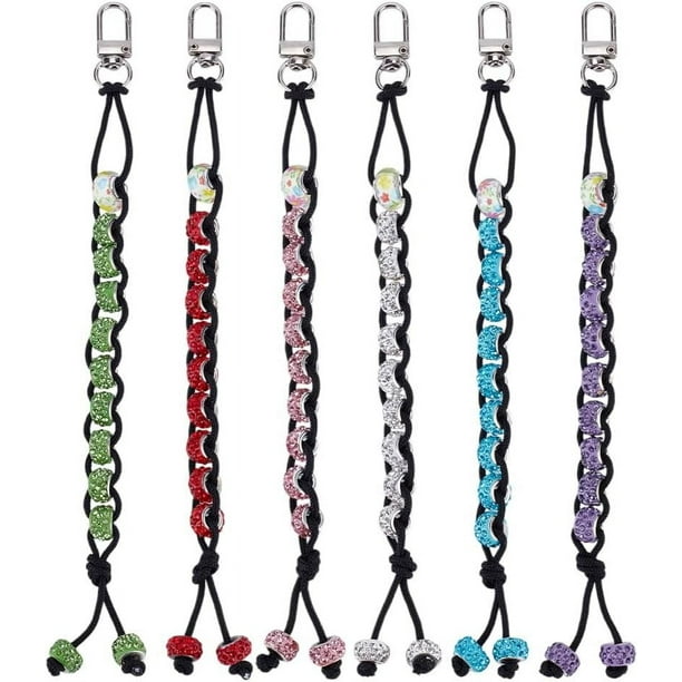 6 cuentas contadoras de puntuación de golf en 6 colores, cuentas cruzadas para contar golpes, pulseras con cuentas de diamantes de imitación para contar golpes.