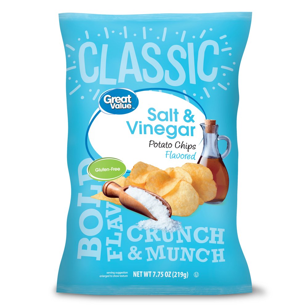 Great Value Salt & Vinegar Potato Chips, 7.75 oz
