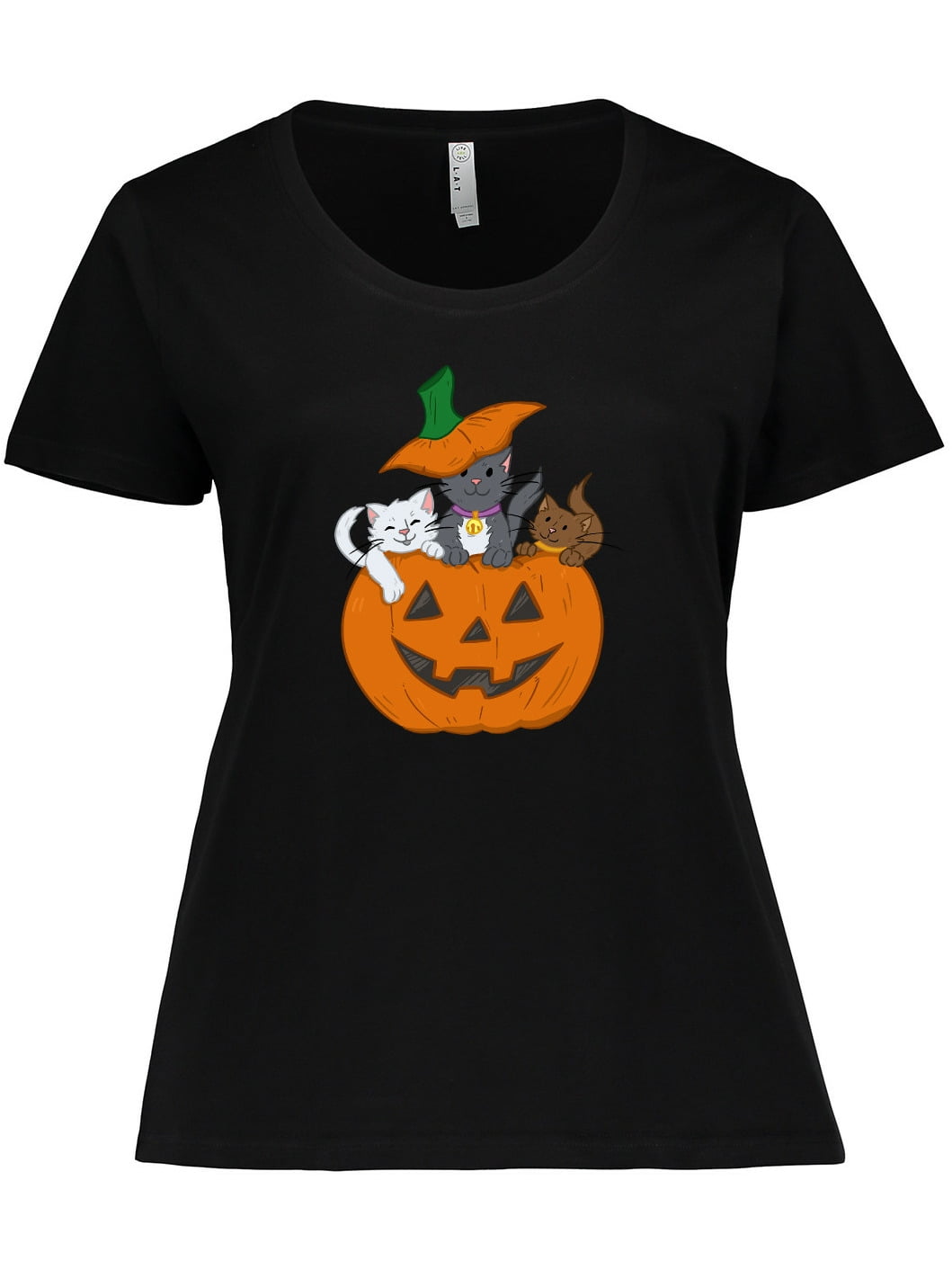 Cat Witches On Halloween Day Pumpkin Lover Women Black T Shirt Cotton S-5XL 