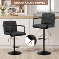 thumbnail image 5 of Daluvenix Bar Stools Set of 2, PU Leather Adjustable Swivel Barstools, Hydraulic Counter Height Bar Chairs with Armrest Back for Kitchen Island, Black, 5 of 9
