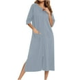 thumbnail image 2 of Diufon Women's Soft Nightdress Casual Loose Crew Neck Half Sleeve Pajamas Dress Solid Color Slit Nightgown with Pockets, 2 of 7
