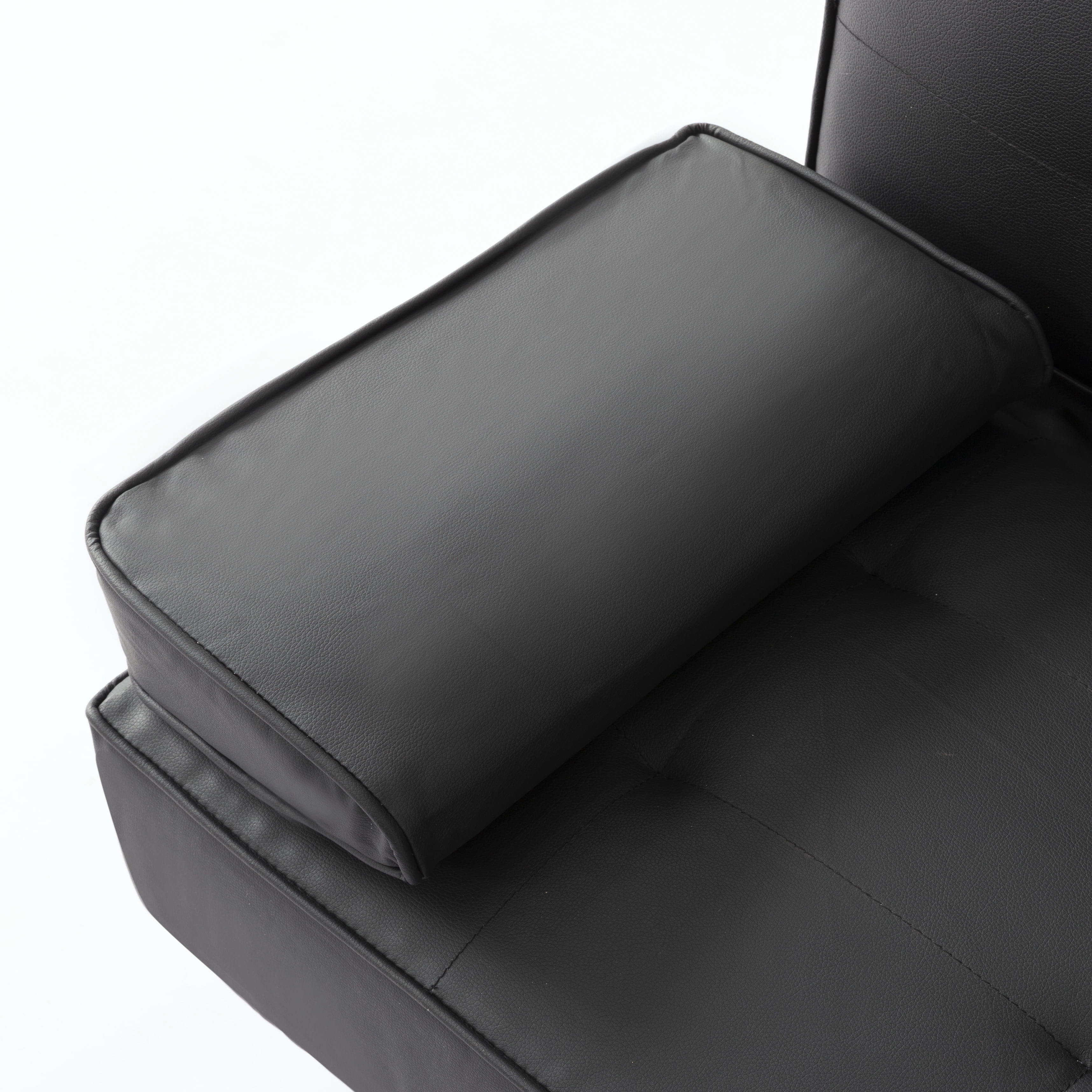 Gewnee 65.35 inch PU Foldable Sofa Bed,Adjustable Recliner Angle with 2 Cup Holders,Suitable for Living Room、Guest Room、Office（Black）