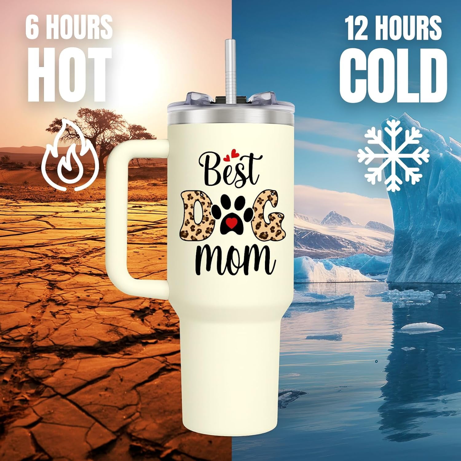 Dog Mom Gifts for Women, Dog Lover Gifts Dog Owner Gifts for Women, Birthday Gifts Christmas Gifts for Dog Mom Women, Best Dog Mom Cup - Dog Mom 40oz Tumbler With Handle